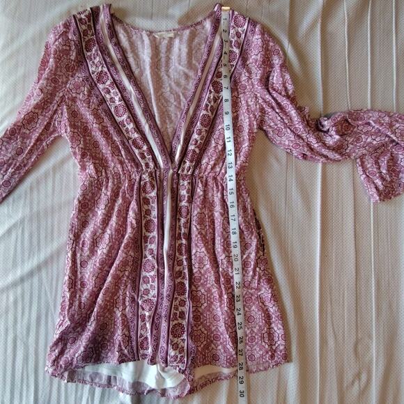Altar’d State Women's Medium Bell Sleeve Boho Romper With Pockets Flowy - Picture 9 of 11